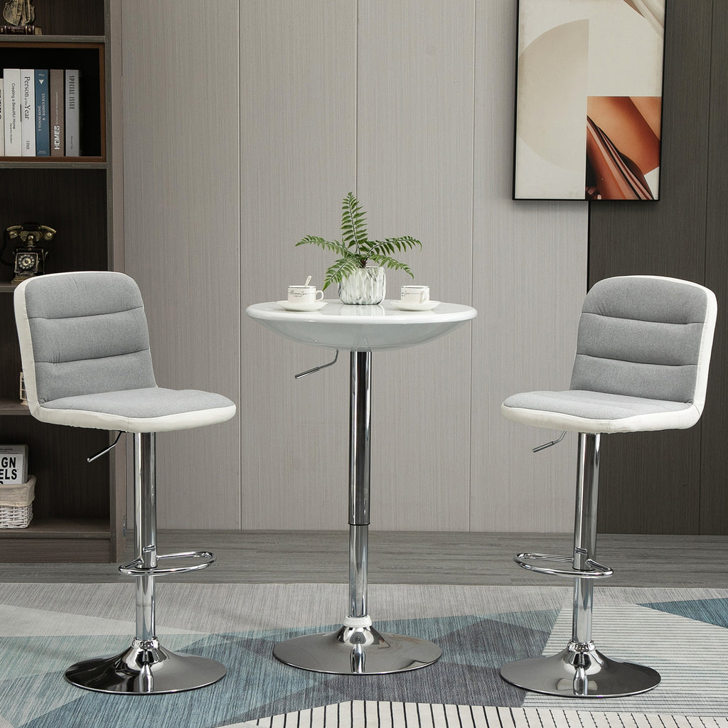 Bartisch moderner Esstisch höhenverstellbarer Bistrotisch Stehtisch Tresentisch Schreibtisch rund Metall ABS-Lackierung Weiß Ø61 x 76-97 cm