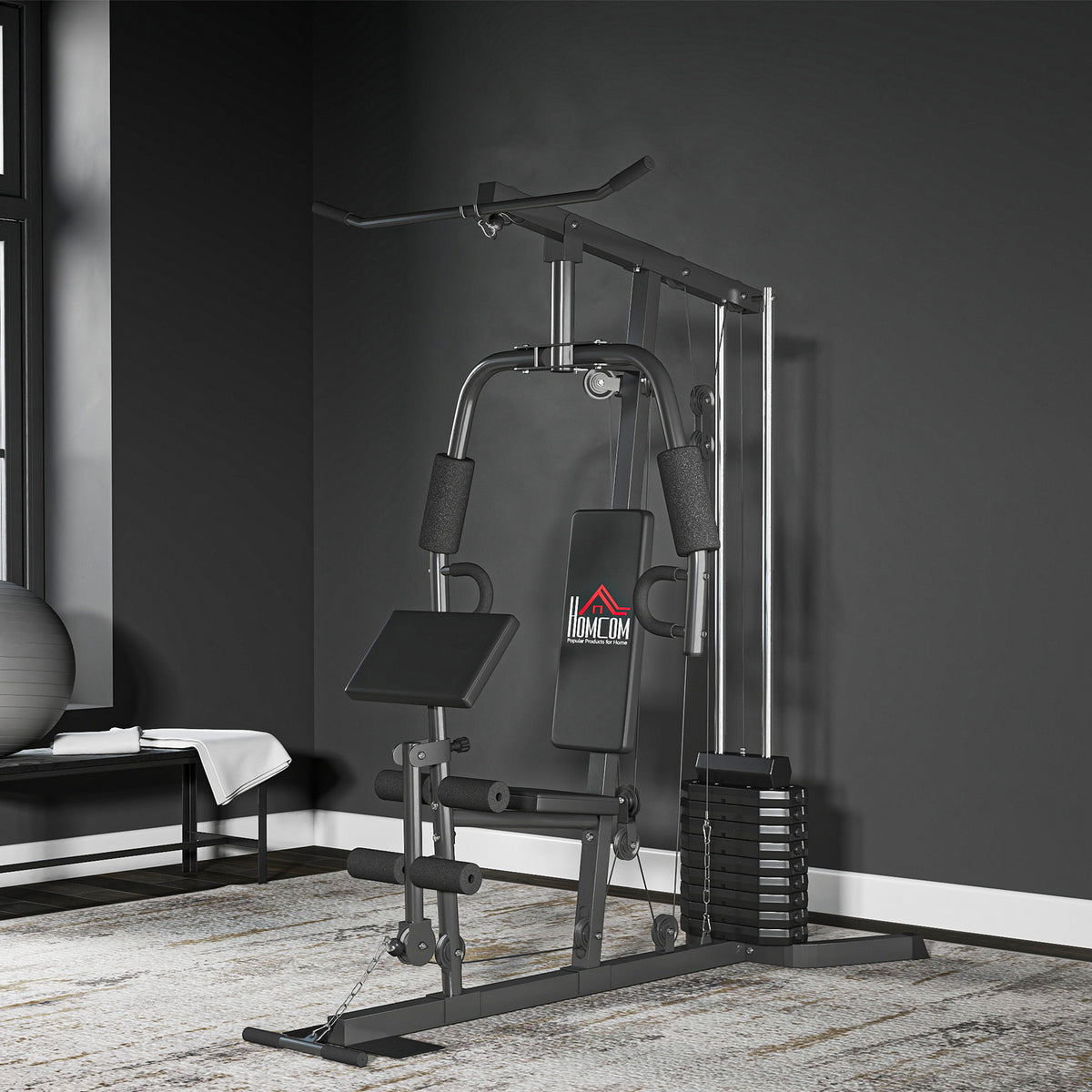 Multi-Exercise Gym Station, with 45kg Weight Stack, for Full Body Workout