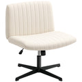 Homeoffice Stuhl höhenverstellbar Drehstuhl mit Leinenoptik Schneidersitz-Stuhl bis 120 kg belastbar, Cremeweiß