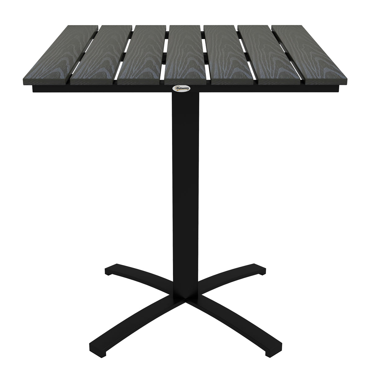 Terrassentisch, für 4 Personen, Holzoptik, Aluminiumrahmen, 70 x 70 x 76 cm, Grau
