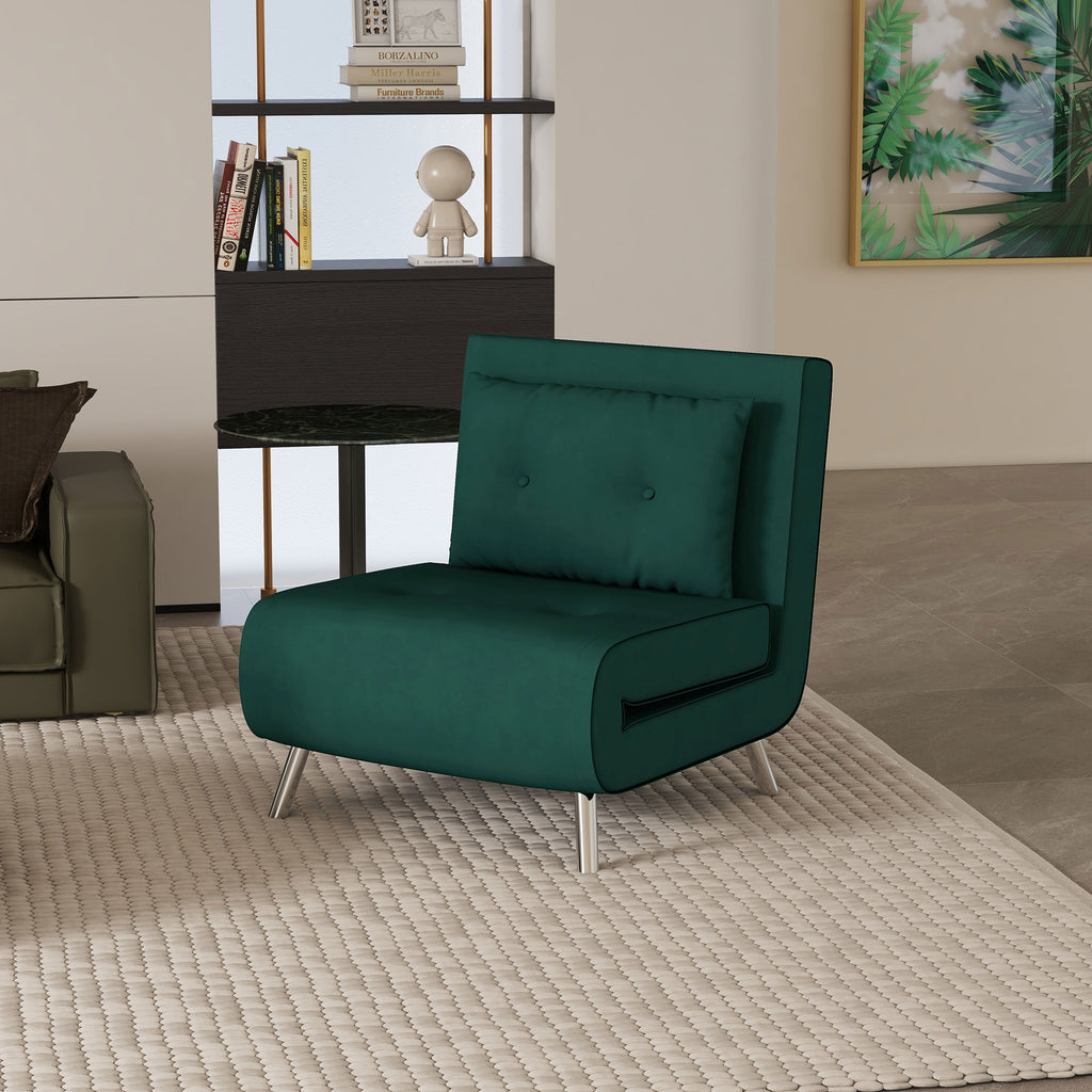 Liegesessel Sessel mit Liegefunktion Schlafsessel, Knopfheftung, Leinenoptik, 77 cm x 88 cm x 83 cm, Gr¨¹n