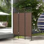 Raumteiler Paravant, Vintage-Design, 3-teilig, 148 cm x 33cm x 181 cm, Braun + Schwarz