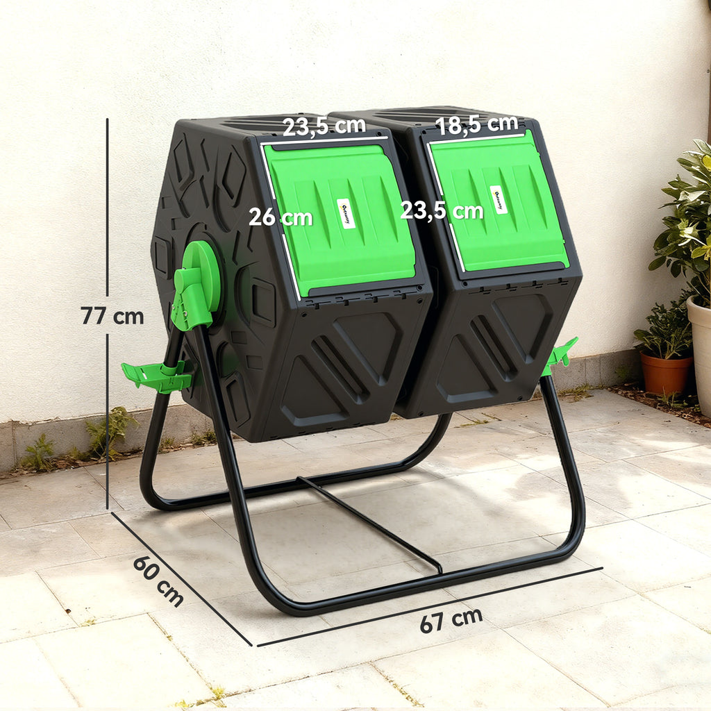 130L Double Chamber Composter - Black