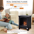 HOMCOM Bioethanol Kamin  0,9 L Ethanol Brenner, 3 Std. Brenndauer, Innenkamin ohne Rauch, Metall, 40 x 30 x 50 cm, Tischkamin für Wohnzimmer & Schlafzimmer