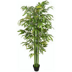 Kunstbambus, realistisches Aussehen, mit Blumentopf, für Indoor, 180 cm, Grün/Schwarz