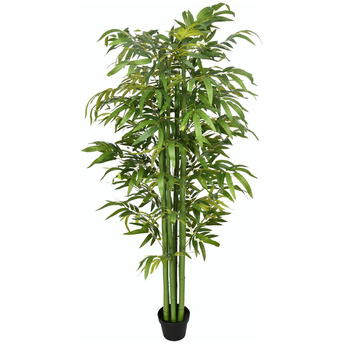 Kunstbambus, realistisches Aussehen, mit Blumentopf, für Indoor, 180 cm, Grün/Schwarz