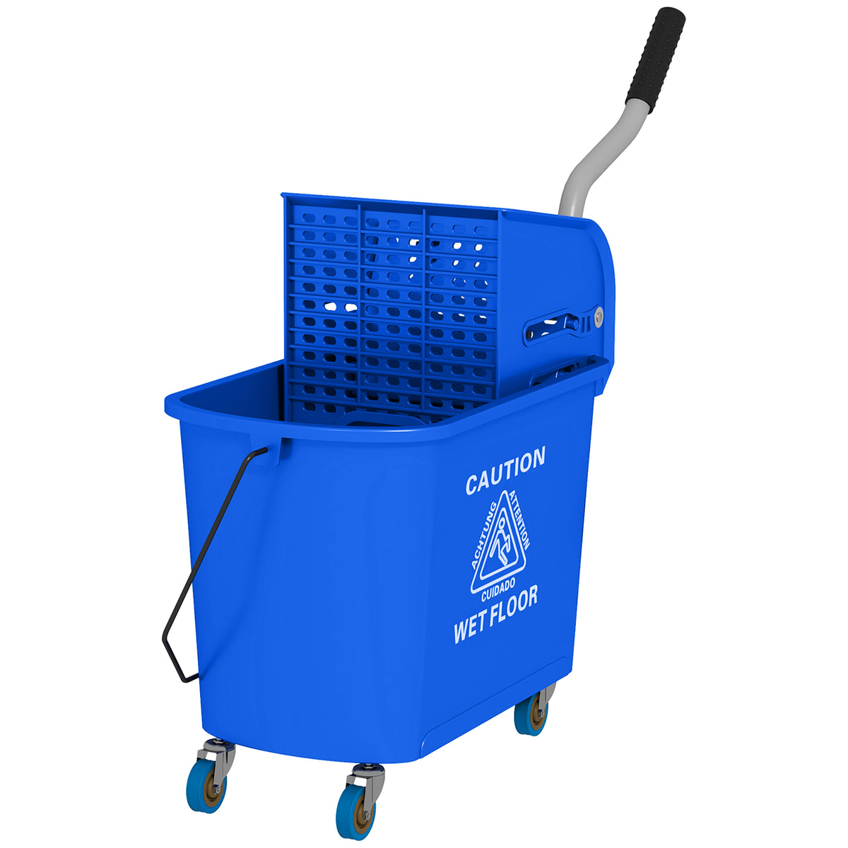 20L Compact Mop Bucket on Wheels, with Water Separation Panel - Blue