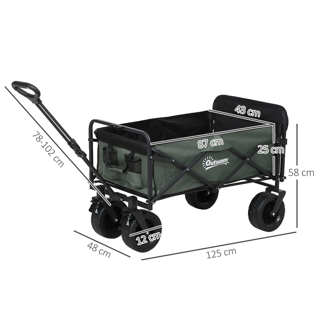 Gartenwagen 120 kg belastbar, klappbar Transportwagen mit herausnehmbare Plane, Griff, R?dern 95 Liter Gr¨¹n