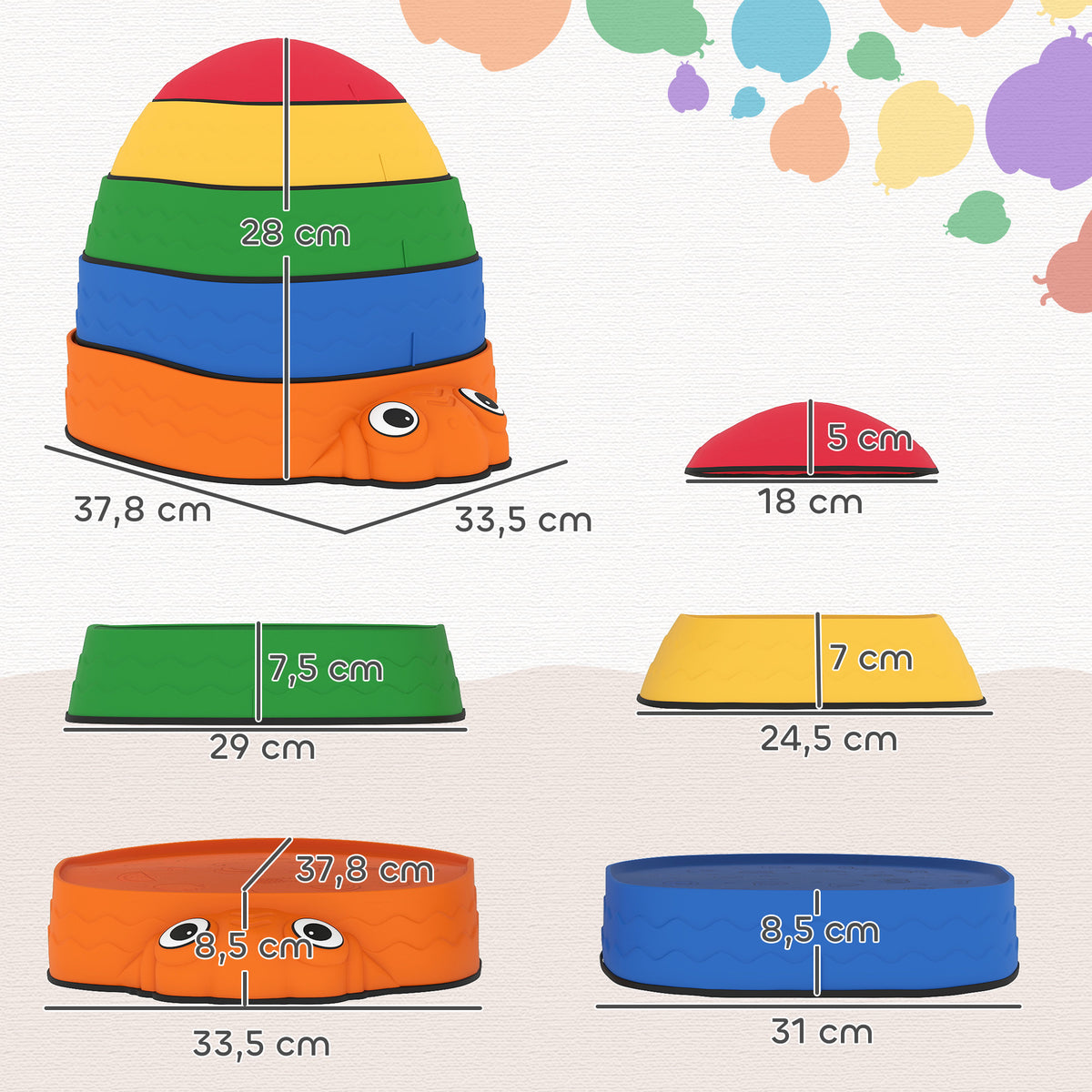 Balanciersteine f¨¹r Kinder 5 St¨¹ck Rutschfest stapelbar 2-8 Jahren f¨¹r Drinnen Drau?en