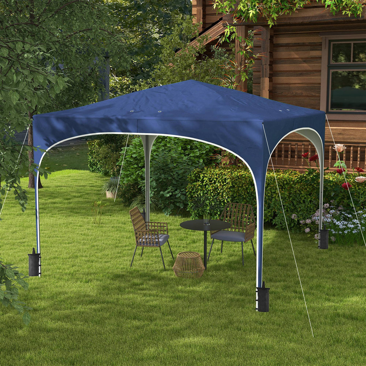 Faltpavillon, h?henverstellbar, Metallst¨¹tzen, robuste Plane, inkl. Tragetasche, 2,95 x 2,95 x 2,55m, Dunkelblau