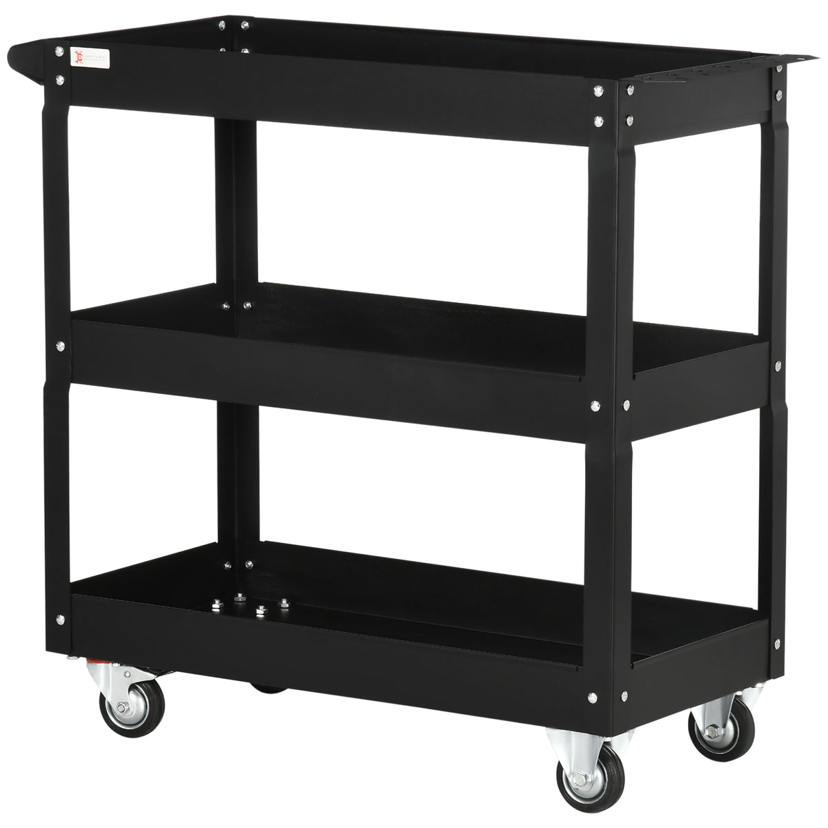 3-stufiger Werkzeugwagen, 4 Rollen, Stahl, 83B x 35,3T x 76H cm, Schwarz