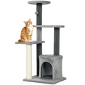 Kratzbaum 103 cm Katzenbaum mit Katzenhöhle, Plattformen, Sisal-Kratzsäulen, Plüschball für Katzen bis 5 kg, Grau