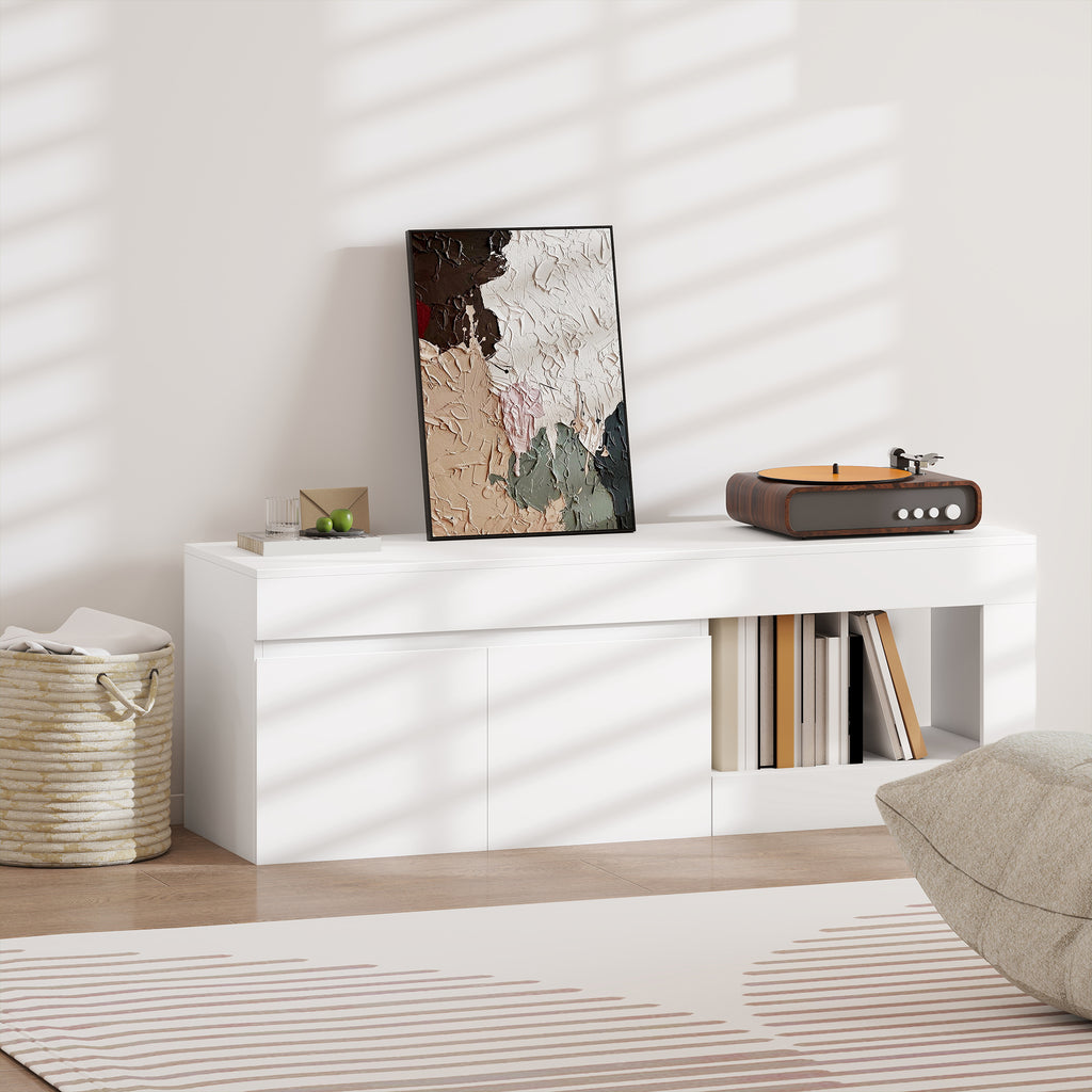 TV Schrank mit 2 Türen Soft-Close-Funktion Weiß 140 x 40 x 48 cm