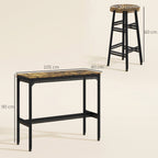 3 Piece Bar Table Set with 2 Stools, Industrial Bar Table and Stool Set, Dining Table and Chair Set, Rustic Brown