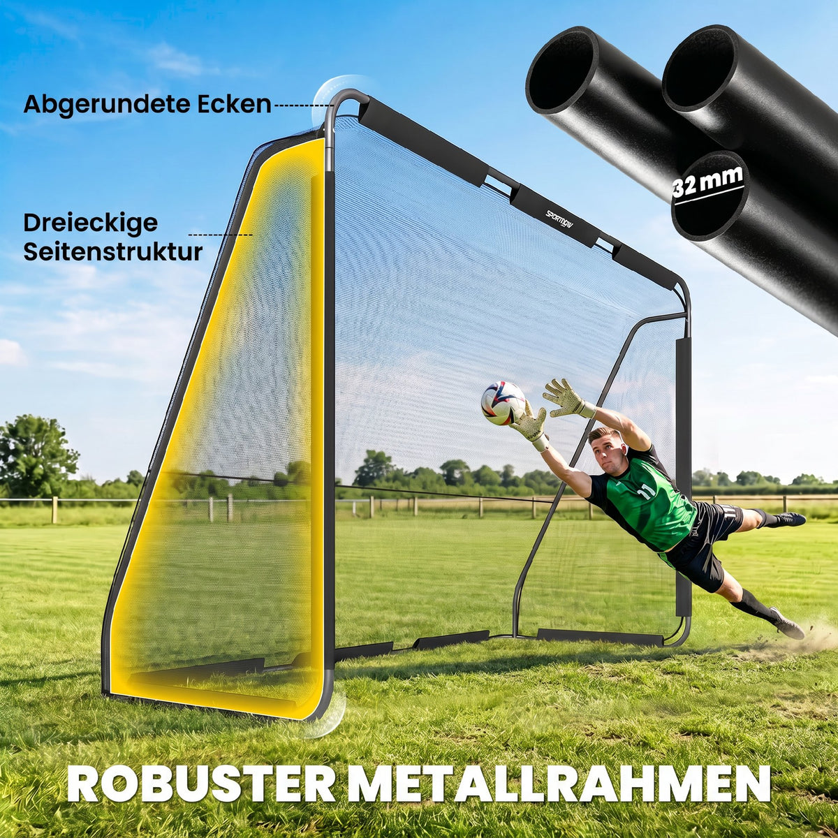 Fußballtor für Garten 300 x 200 cm Reißfestem Tornetz Outdoor Tor
