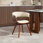 Esszimmerstuhl, Stoff in Leinenoptik, gebogene Rückenlehne, Holzbeine, Beige