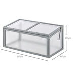  Frühbeet Holz und Polycarbonat Treibhaus 90 x 46 x 40 cm Gewächshaus mit Abdeckung wetterfest Frühbeetkasten für Garten Pflanzenbeet Grau