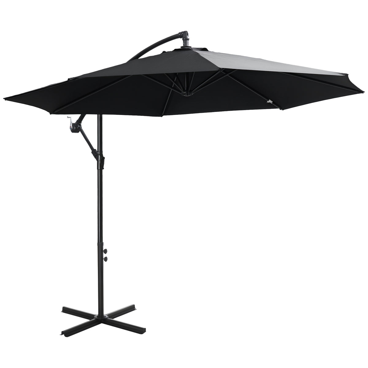 2.45m Overhanging Cantilever Parasol, with Cross Base - Black