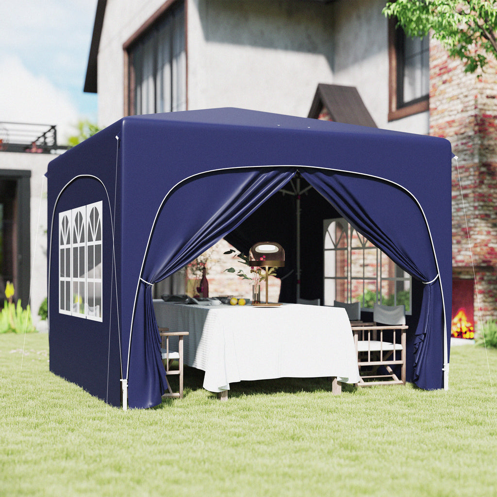 3 x 3 m Pavillon, Pop-up Gartenzelt mit Seitenwänden und Tragetasche, UPF50+, höhenverstellbar, Sand