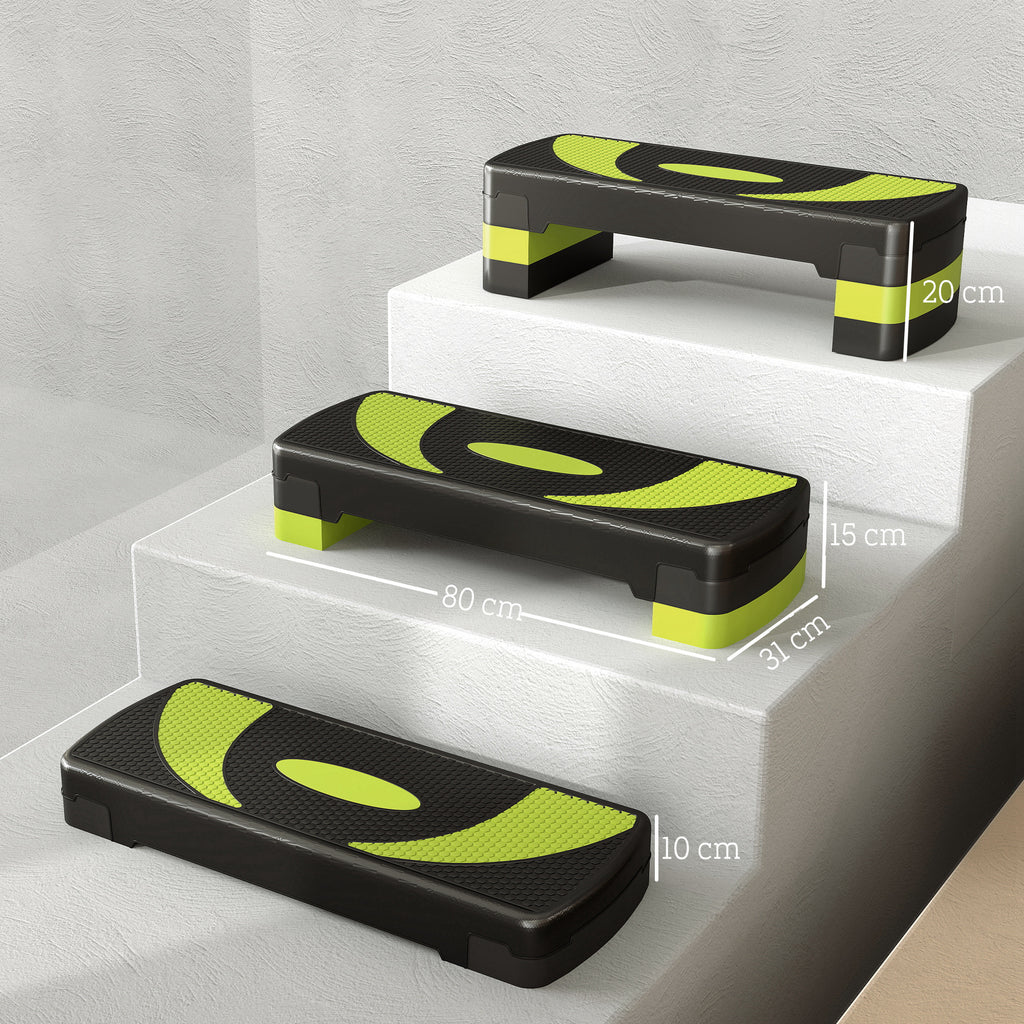 Aerobic-Stepper, h?henverstellbar, f¨¹r Indoor und Outdoor, Belastbarkeit bis 150 kg, 80 x 31 x 10-20 cm, Gr¨¹n