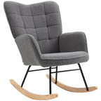 Schaukelstuhl im Retro-Design, Massivholz, Sessel, Relaxsessel, 98 cm x 71 cm x 101 cm, Dunkelgrau