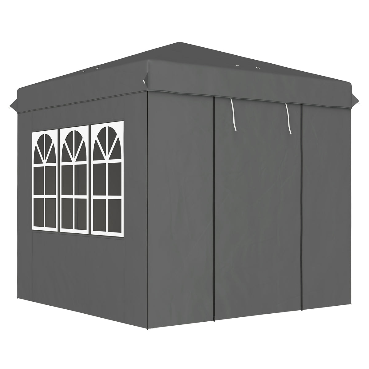 2,5 x 2,5 m Pop-up-Pavillon mit Seitenwänden und Transporttasche, UPF50+ höhenverstellbares Gartenzelt, Dunkelgrau