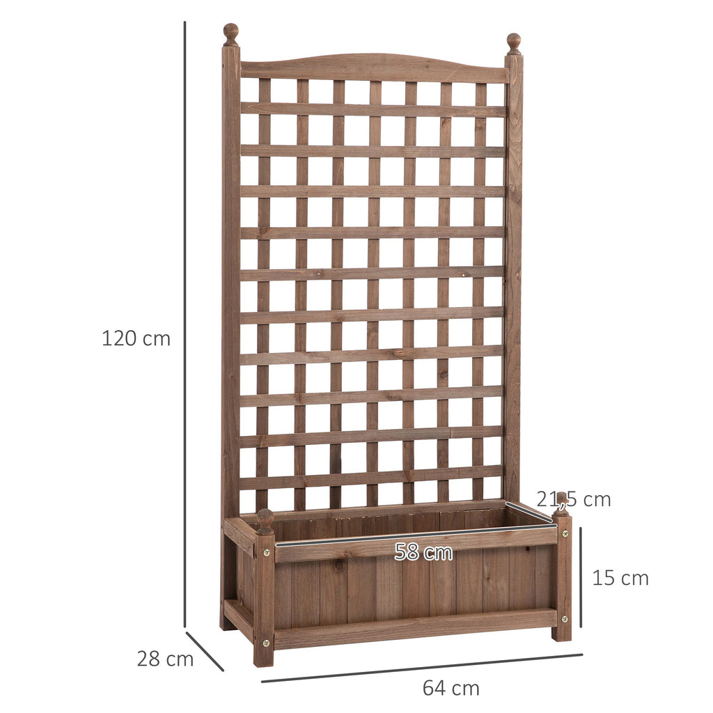 Hochbeet Pflanzkasten mit Rankgitter Blumenkasten Rankkasten Rosenbogen mit  Rankhilfe für Kletterpflanzen Garten Holz Dunkelbraun 64 x 28 x 120 cm