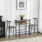 Bistro-Set 3-teilig, 1 Tisch, 2 Stühle, 80 cm x 53 cm x 74,5 cm, Schwarz