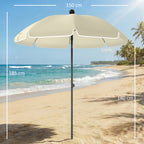 Sonnenschirm Strand Ø150 cm wasserabweisend faltbar Strandschirm mit Sandanker verstellbarer Neigung Tragetasche Beige