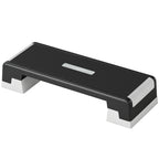 Steppbrett höhenverstellbar Fitness Aerobic Stepper mit 3 Stufen (15/20/25 cm), Anti-Rutsch-Matte Schwarz+Grau