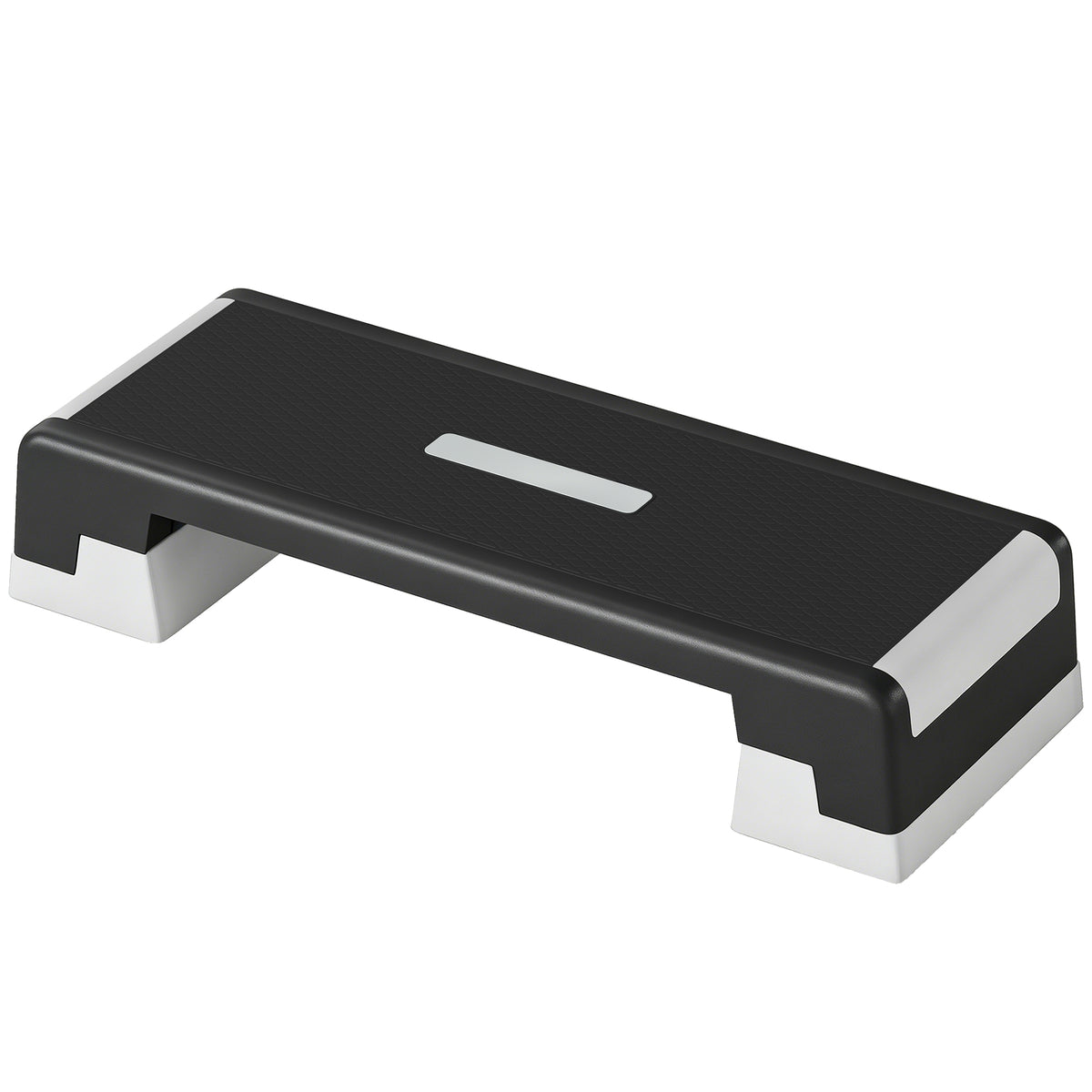Steppbrett höhenverstellbar Fitness Aerobic Stepper mit 3 Stufen (15/20/25 cm), Anti-Rutsch-Matte Schwarz+Grau