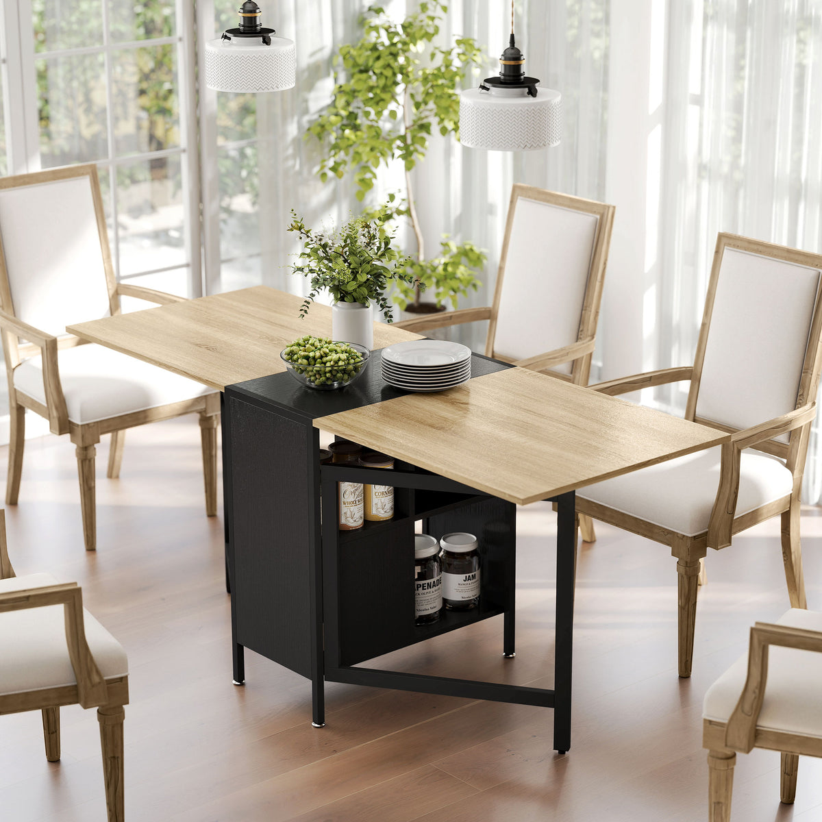 Klapptisch Esstisch Beistelltisch Eiche Metallrahmen Küche Wohnzimmer Dunkelholzfarbe+Schwarz
