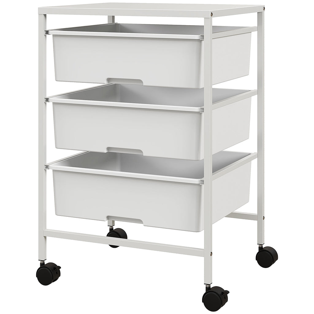Beistellwagen mit R?dern, 3 K?rbe f¨¹r Transport und Aufbewahrung, K¨¹chenwagen, 40,8L x 33,5B x 60,5H cm, Wei?