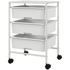 Beistellwagen mit R?dern, 3 K?rbe f¨¹r Transport und Aufbewahrung, K¨¹chenwagen, 40,8L x 33,5B x 60,5H cm, Wei?