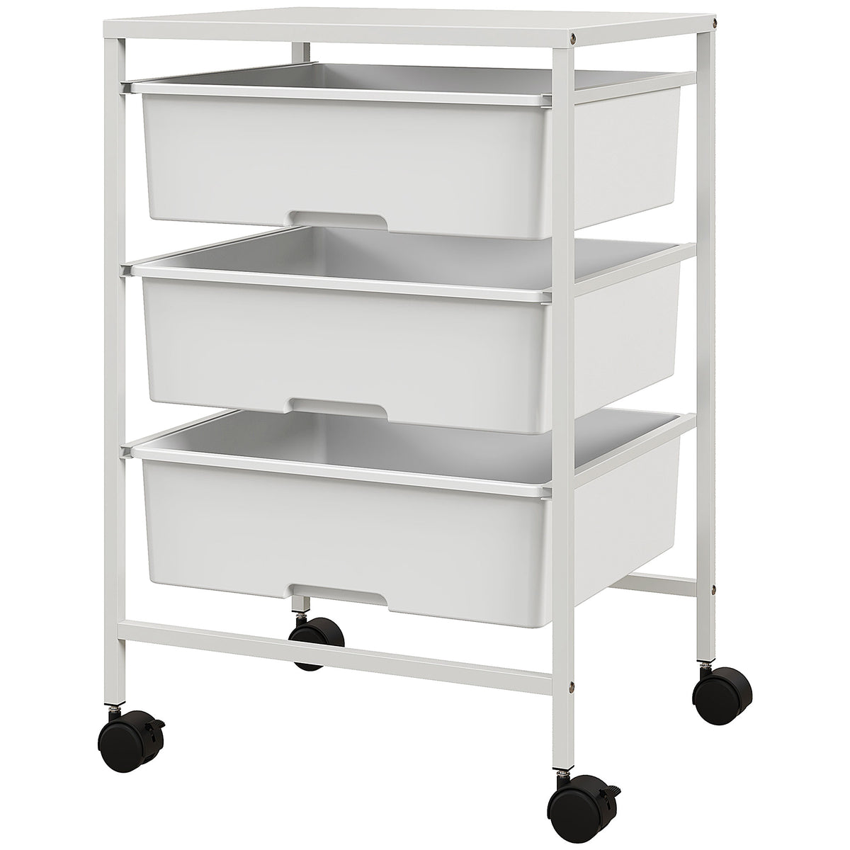 Beistellwagen mit R?dern, 3 K?rbe f¨¹r Transport und Aufbewahrung, K¨¹chenwagen, 40,8L x 33,5B x 60,5H cm, Wei?