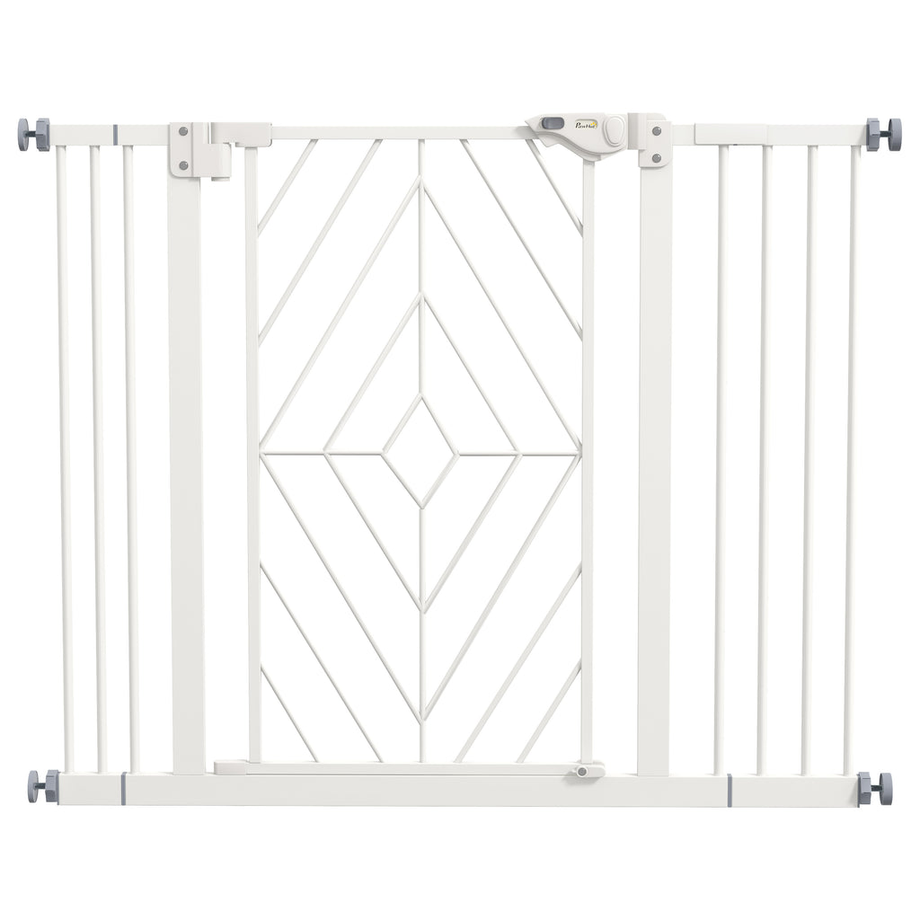 Pressure Fit Stair Gate Dog Gate w/ Auto Closing Door, Double Locking, Easy Installation, for 74-100cm Openings - White