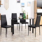 5-tlg. Essgruppe Sitzgruppe Esstisch mit 4 Stühlen, modernes Design, Glastisch, Schwarz
