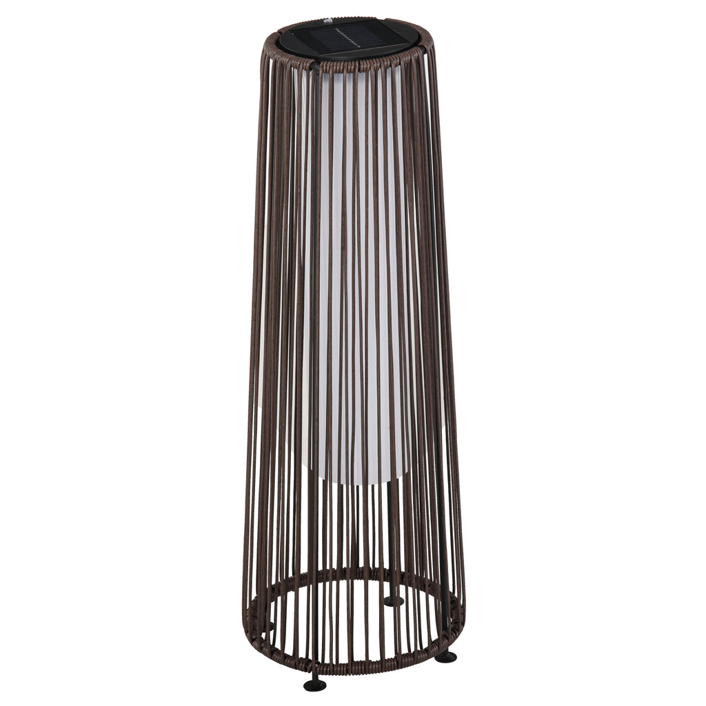 Garden Rattan Lamp, 61 cm Tall Solar Rattan Floor Lamp, Solar Garden Light with Auto On/Off LED Light, IP44 Waterproof for Outdoor, Porch, Pathway, Terrace, Brown