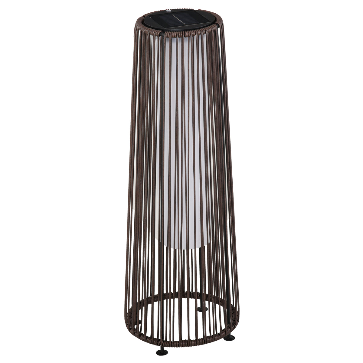 Garden Rattan Lamp, 61 cm Tall Solar Rattan Floor Lamp, Solar Garden Light with Auto On/Off LED Light, IP44 Waterproof for Outdoor, Porch, Pathway, Terrace, Brown