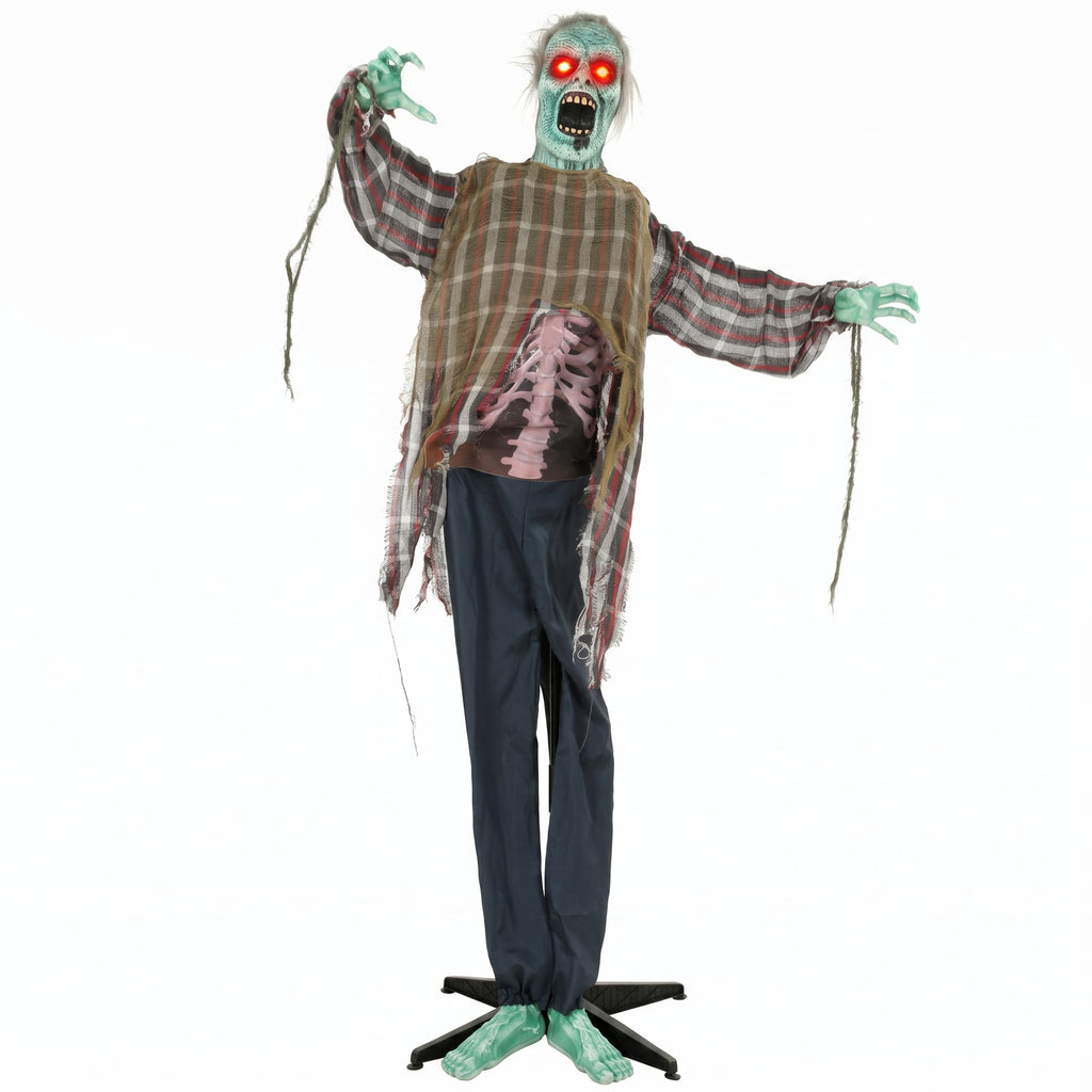 Animierter Halloween-Zombie in Lebensgröße,170 cm, mit Sound- und Berührungsaktivierung, gruselige Deko