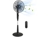 Standventilator leise mit Fernbedienung, 3 Modi, 28 Geschwindigkeiten, Mückenschutz & Oszillation, Schwarz