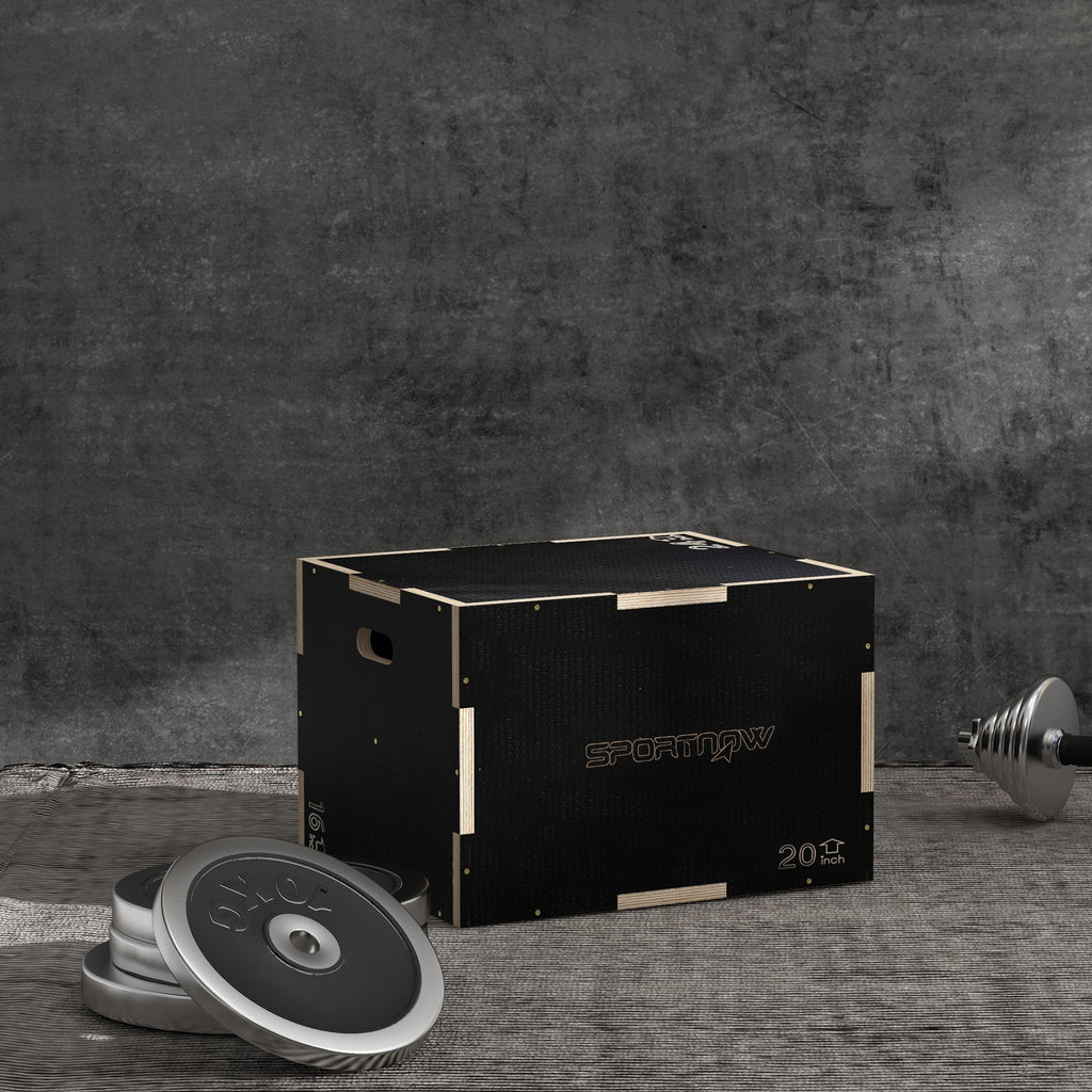 Multi-Faceted Jump Box, Wooden Step Up Box, for Home, Gym, Exercise, 41/51/61cm - Black