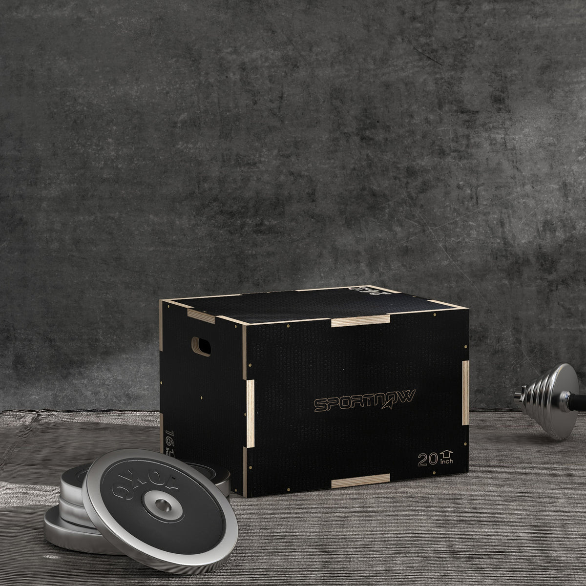 Multi-Faceted Jump Box, Wooden Step Up Box, for Home, Gym, Exercise, 41/51/61cm - Black