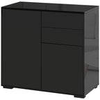 Aufbewahrungsschrank mit 2 Schubladen, 2 T¨¹ren, mit Kippschutz, f¨¹r Wohnzimmer, Schlafzimmer, 79 x 36 x 74 cm, Schwarz