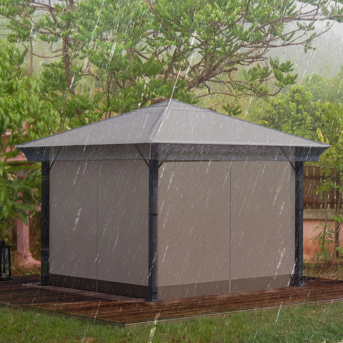 Pavillon-Regenabdeckung, Gartenpavillon-Schutz, windfest, wasserfest, Kunststoff-Plane, 300L x 300B x 80H cm