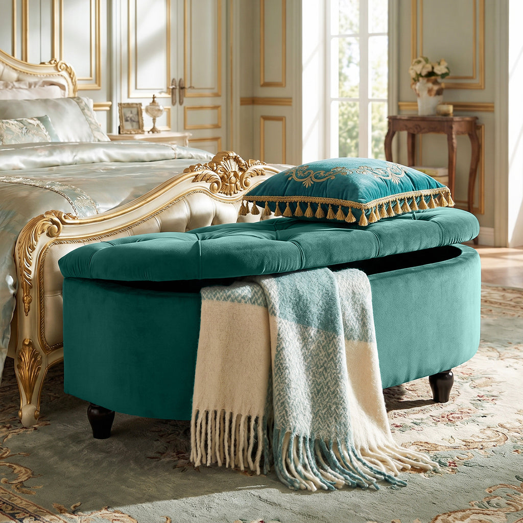 Hocker mit Stauraum, Sitztruhe, gepolstert, soft-close Deckel, Samtoptik, 120 x 46 x 42 cm, Dunkelgrau