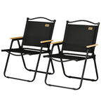 Campingstühle, 2 x Strandstuhl, faltbar, Stahl, Holzoptik, Schwarz