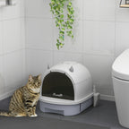 Enclosed Cat Litter Box w/ Pull-Out Drawer, Scoop, Deodorising Bags for Odour Control, Privacy, Portable, Easy to Clean