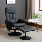 Relaxsessel mit Hocker, drehbarer Fernsehsessel mit 10 Massagepunkte, Liegefunktion, Massagesessel mit Fernbedienung, Seitentasche, TV-Sessel, Kunstleder, Schwarz