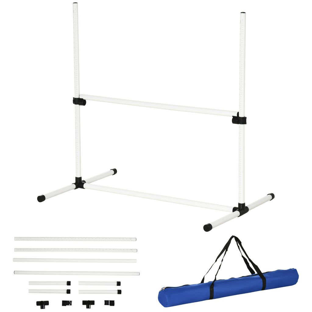 4 Pieces Dog Agility Training Equipment, Adjustable Height Jumps Hurdle with Carrying Bag for Outdoor, White